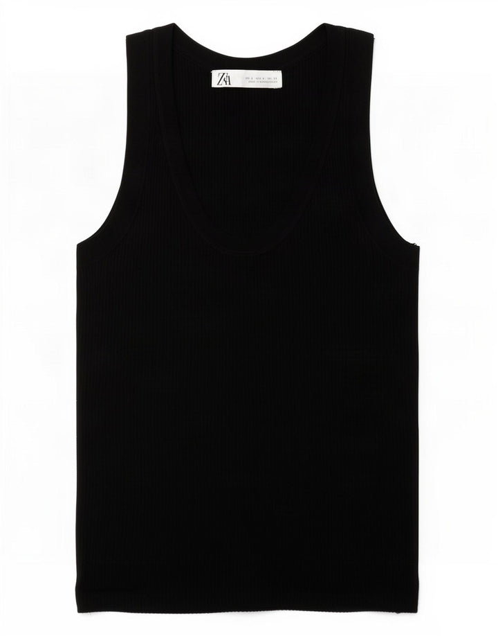 Zara Womens Vest Top UK 8 Small Black Polyester