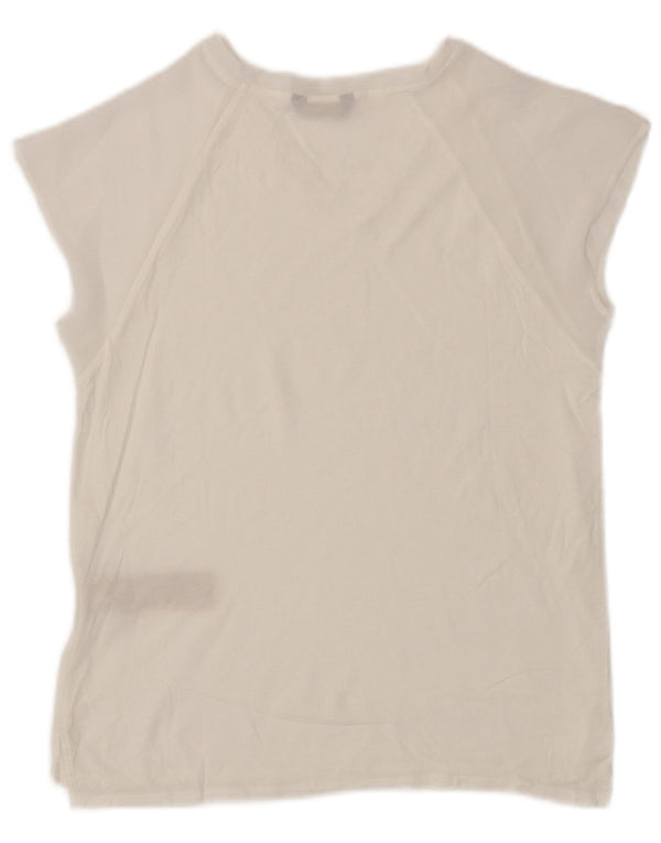 Massimo Dutti Womens T-Shirt Top UK 10 Small White Lyocell