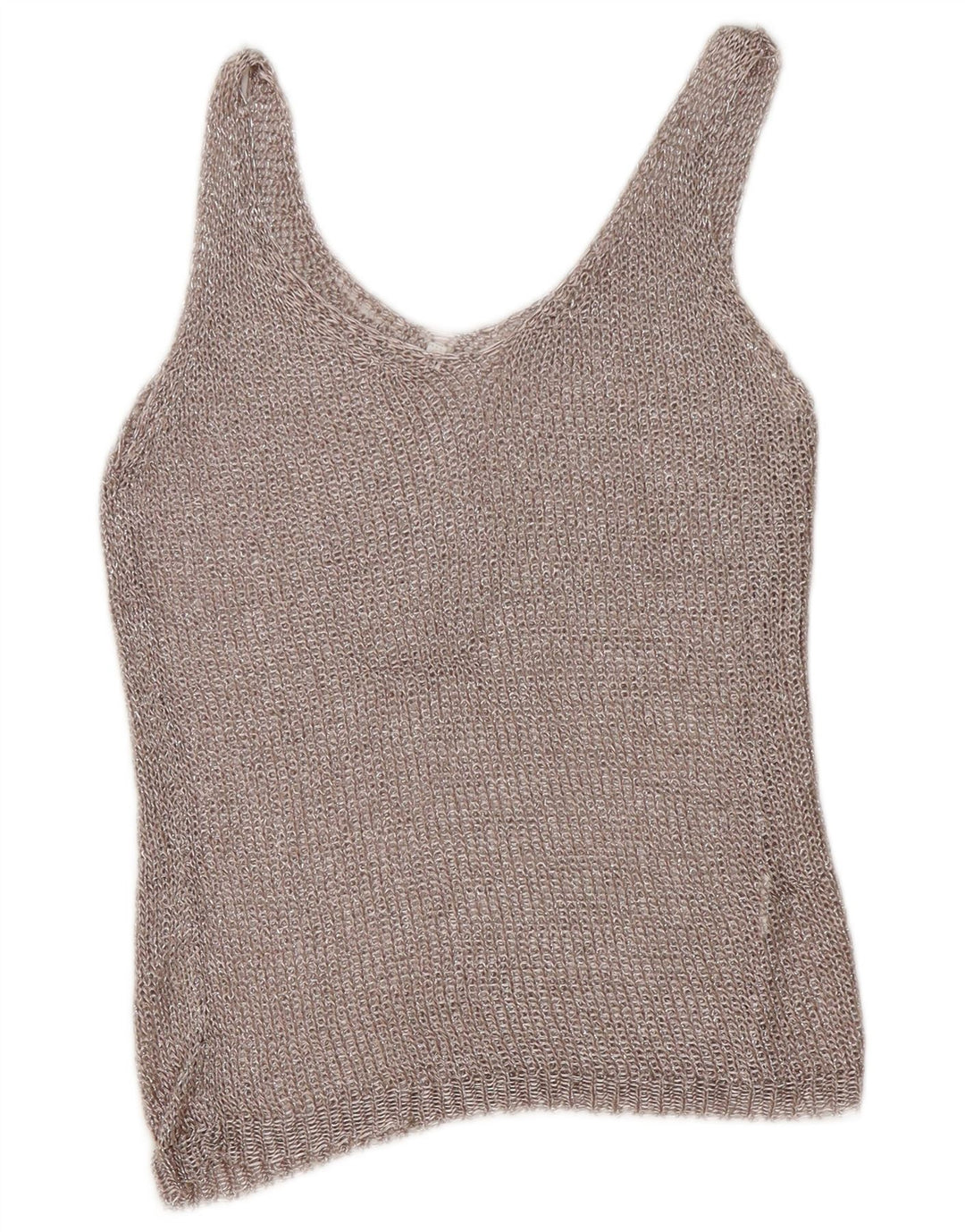 Vintage Womens Crochet Vest Top UK 12 Medium Silver