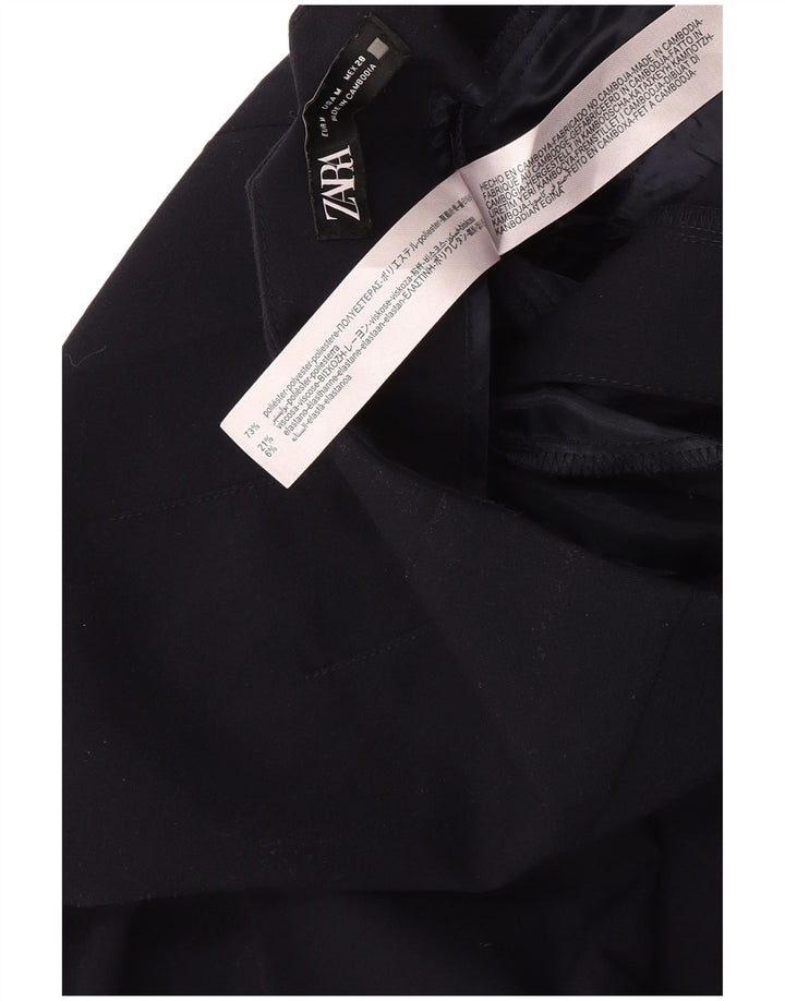 Zara Womens Crop Tapered Suit Trousers Medium W28 L26 Navy Blue Polyester