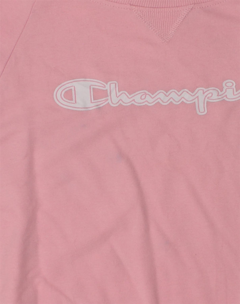 CHAMPION Girls Graphic Sweatshirt Jumper 13-14 Years XL Pink Cotton | Vintage Champion | Thrift | Second-Hand Champion | Used Clothing | Messina Hembry 