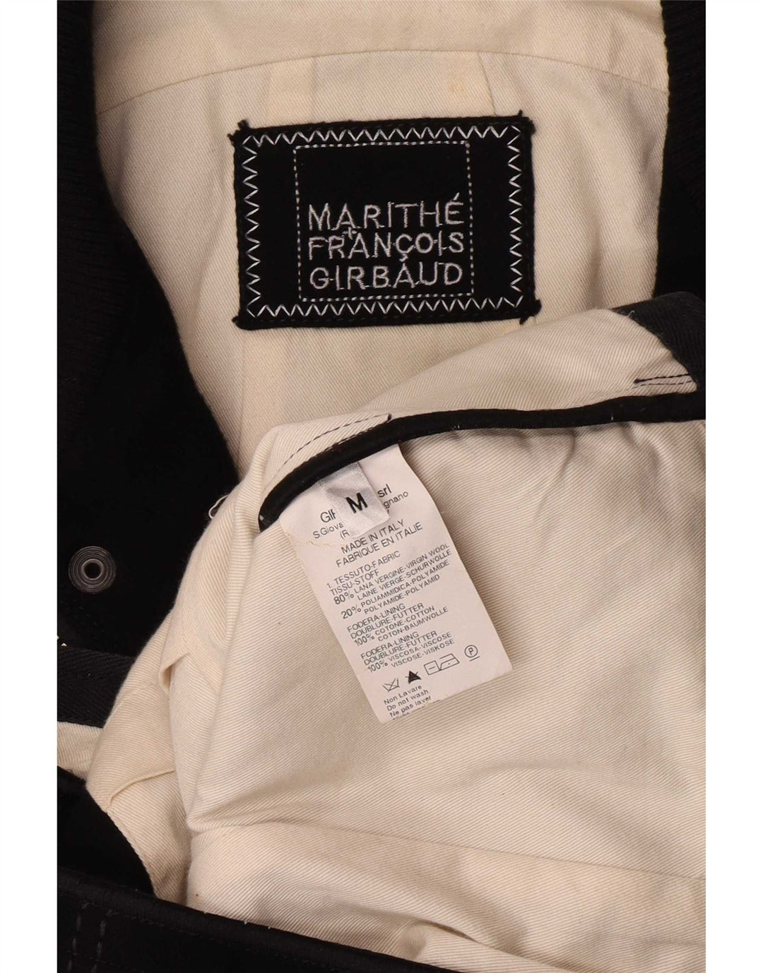 Marithe Francois Girbaud Mens Bomber Jacket UK 38 Medium Black Virgin Wool