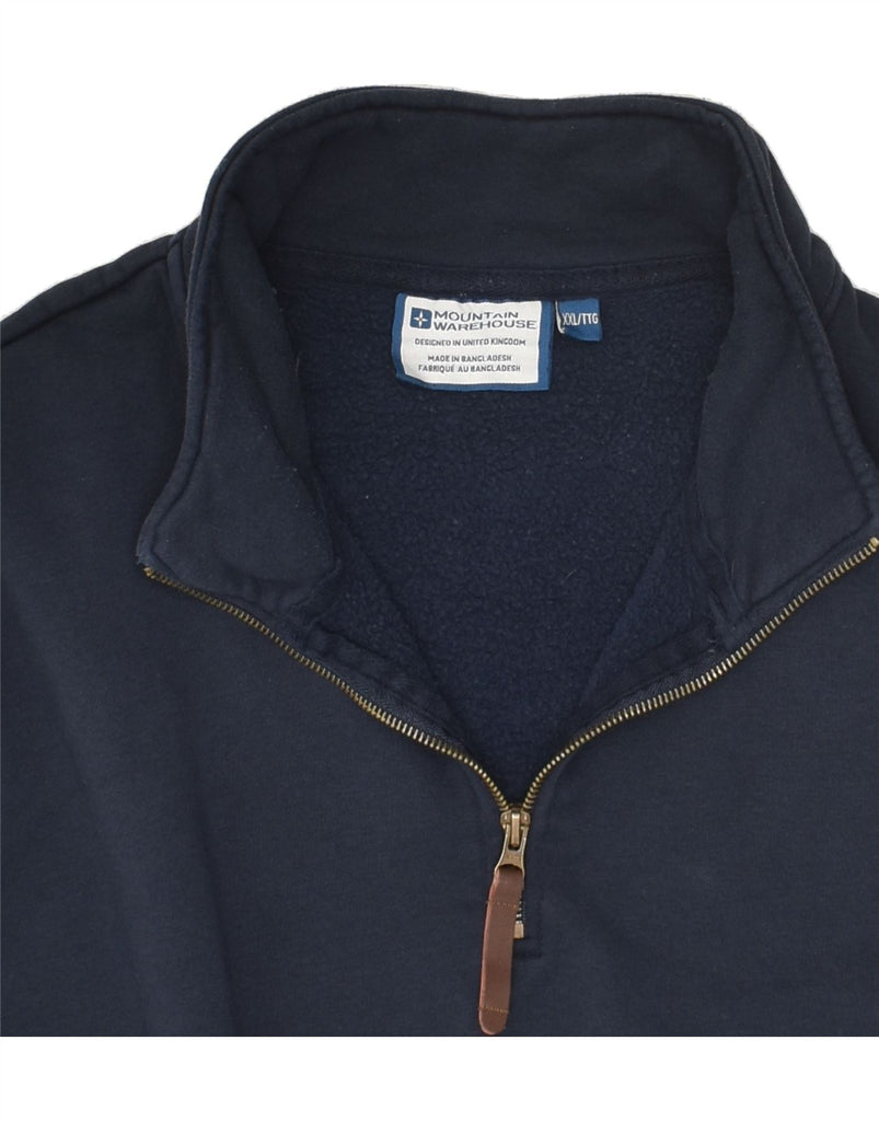 MOUNTAIN WAREHOUSE Mens Zip Neck Sweatshirt Jumper 2XL Navy Blue Cotton | Vintage Mountain Warehouse | Thrift | Second-Hand Mountain Warehouse | Used Clothing | Messina Hembry 