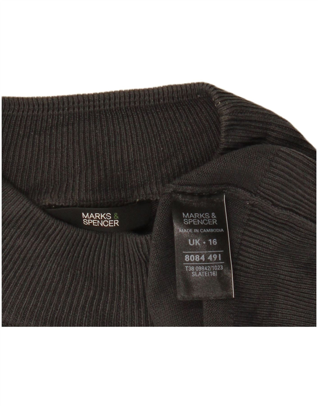 Marks & Spencer Womens Turtle Neck Jumper Sweater UK 16 Large Grey Acrylic