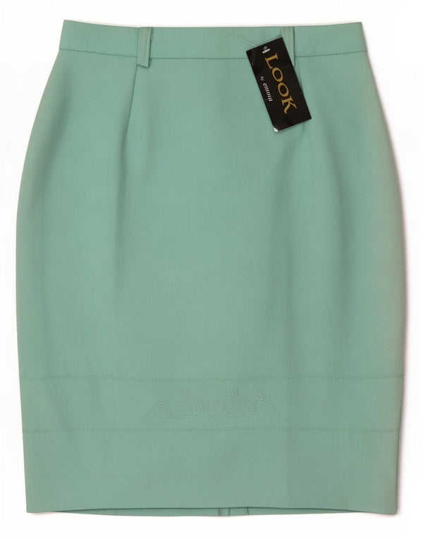 Vintage Womens Pencil Skirt Medium W30 Green Polyester