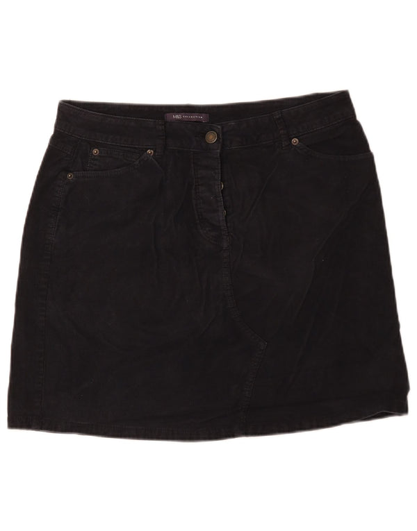 Marks & Spencer Womens Mini Corduroy Skirt UK 12 Medium W32  Black Cotton