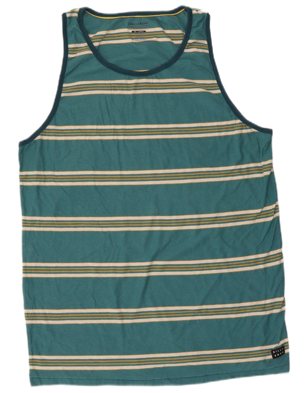 Billabong Mens Tailored Fit Vest Top 2XL Green Striped Cotton