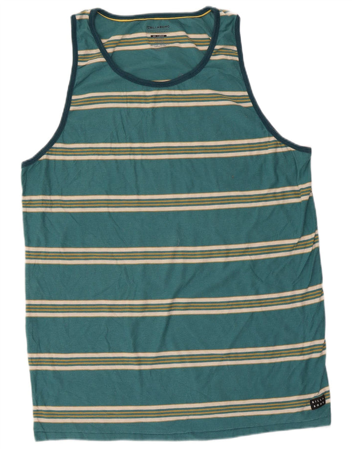Billabong Mens Tailored Fit Vest Top 2XL Green Striped Cotton