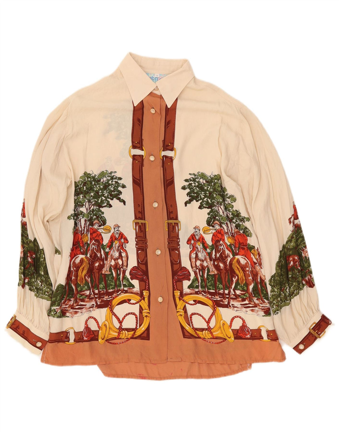 GABRI ELLE LA CAMICIA  Womens Graphic Shirt Blouse UK 16 Large  Off White