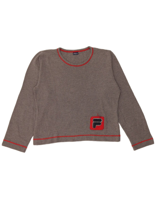 Fila Womens Crop Graphic Top Long Sleeve UK 16 Large Grey