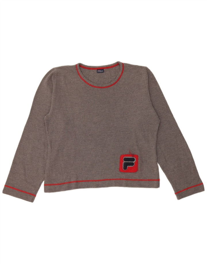 Fila Womens Crop Graphic Top Long Sleeve UK 16 Large Grey