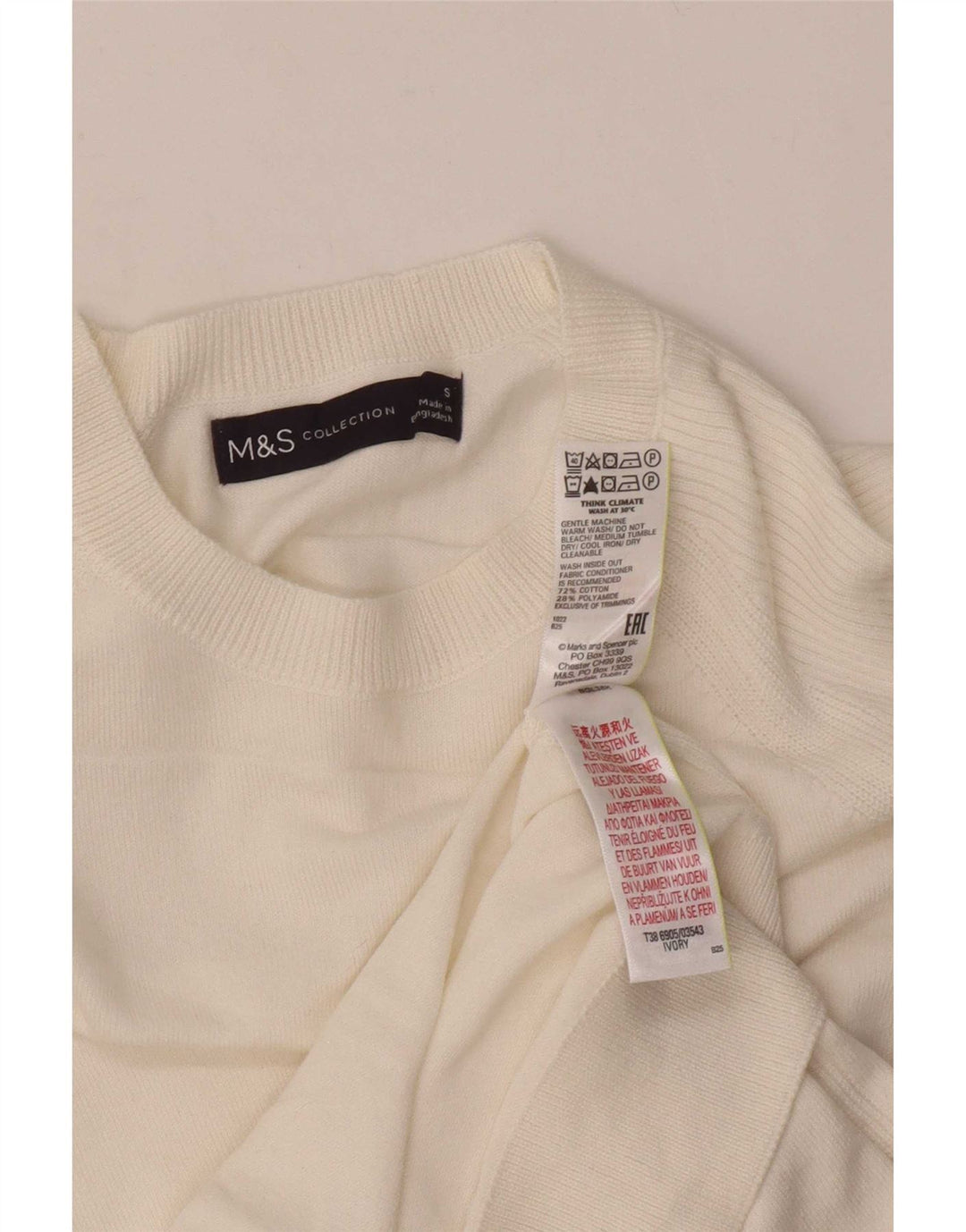 Marks & Spencer Womens Boat Neck Jumper Sweater UK 10 Small White
