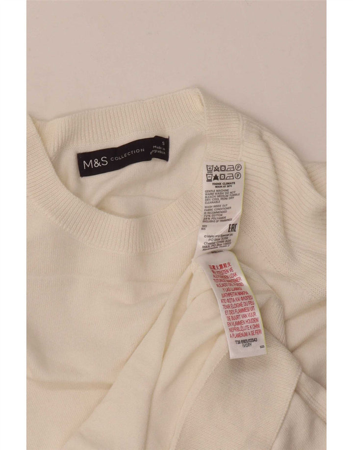 Marks & Spencer Womens Boat Neck Jumper Sweater UK 10 Small White
