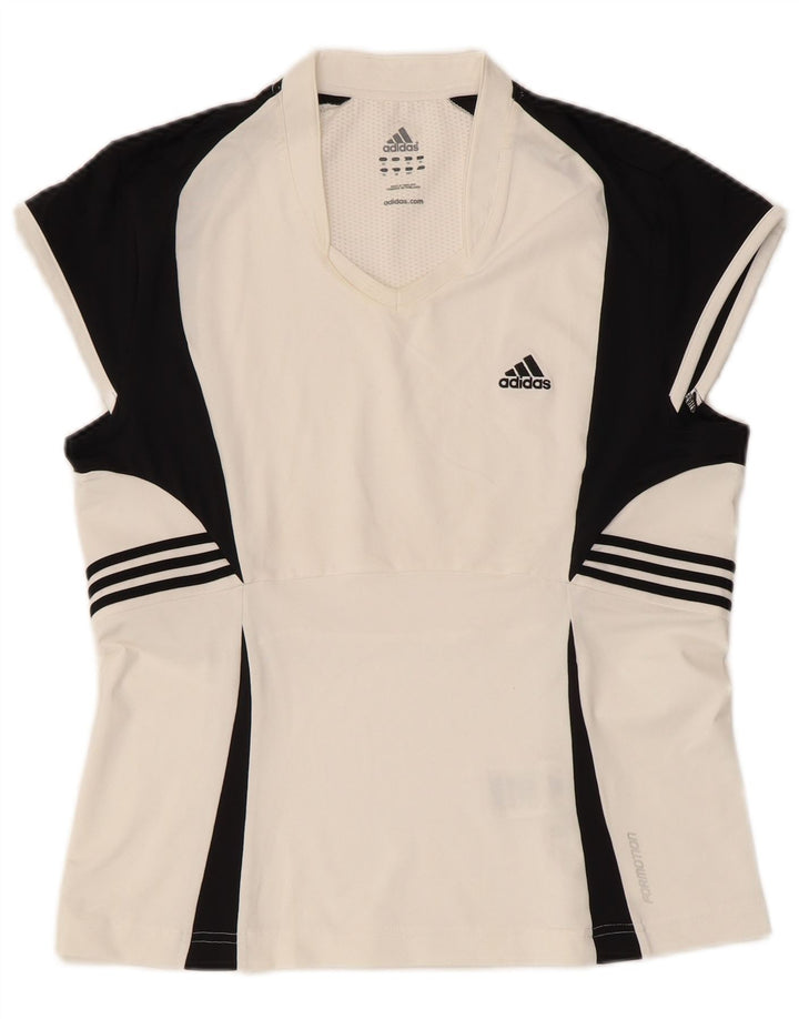 Adidas Womens Climacool T-Shirt Top UK 16 Large White Colourblock Polyester