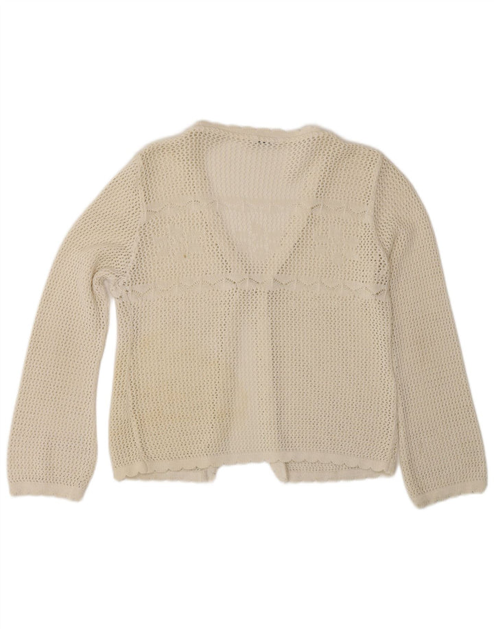 Vintage Womens Crochet Cardigan Sweater UK 12 Medium White