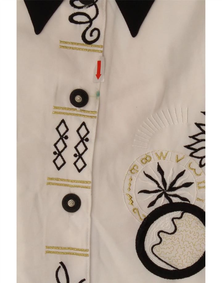 Yessica Womens Graphic Shirt EU 40 Medium White Geometric Polyester