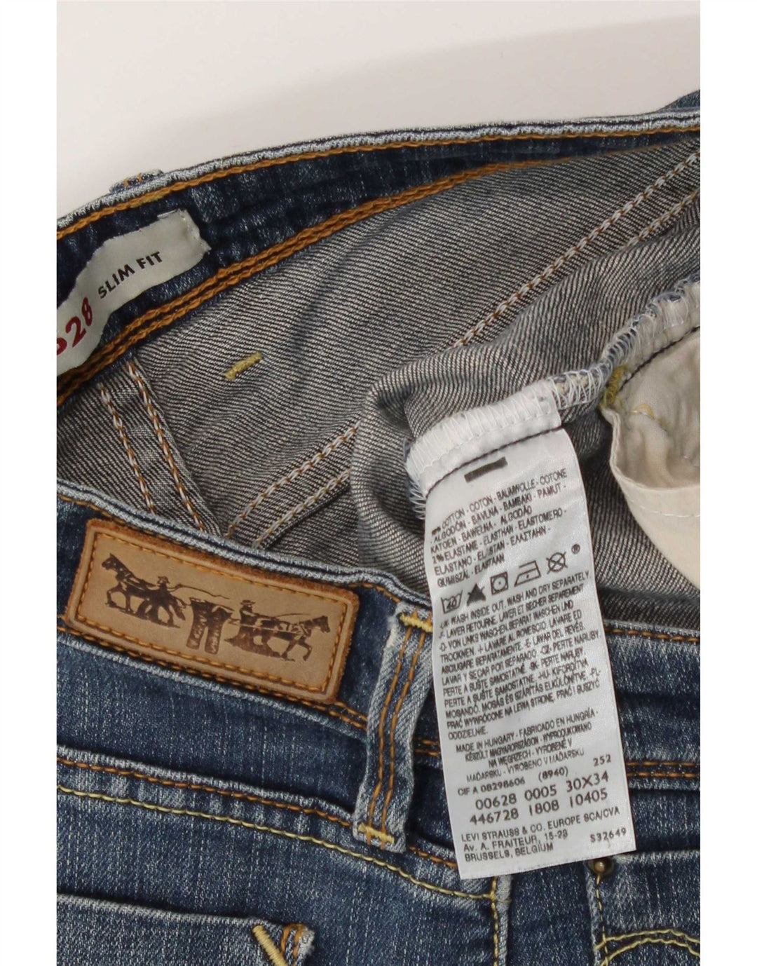 Levi's Womens 628 Slim Jeans W30 L34 Blue Cotton