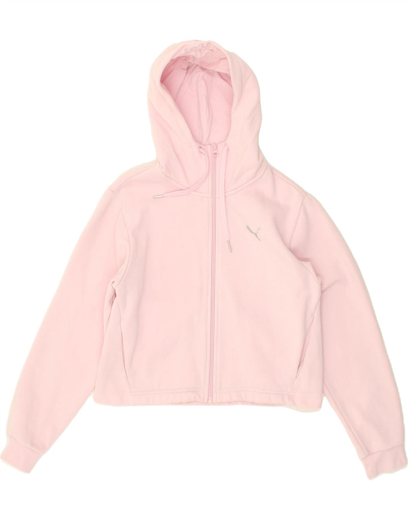 PUMA Womens Crop Zip Hoodie Sweater UK 10 Small Pink Cotton | Vintage Puma | Thrift | Second-Hand Puma | Used Clothing | Messina Hembry 