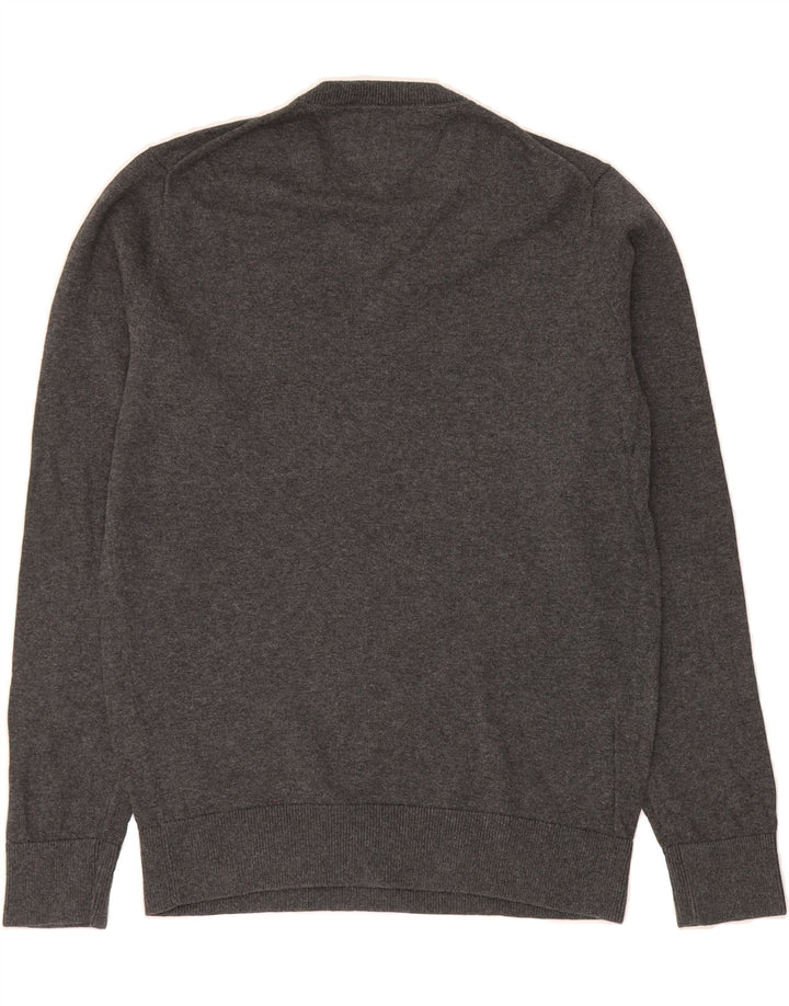 TOMMY HILFIGER Mens V-Neck Jumper Sweater Small Grey Cotton Vintage Tommy Hilfiger and Second-Hand Tommy Hilfiger from Messina Hembry 