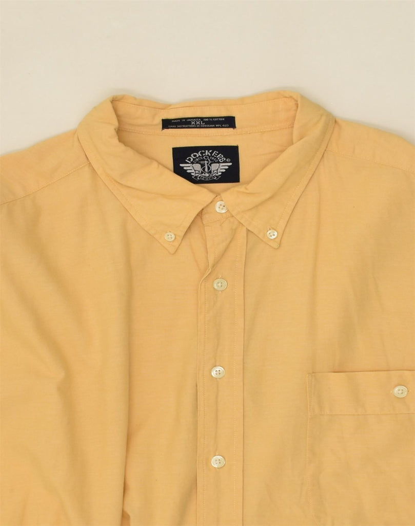 DOCKERS Mens Short Sleeve Shirt 2XL Yellow Cotton | Vintage Dockers | Thrift | Second-Hand Dockers | Used Clothing | Messina Hembry 