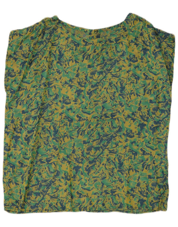 Vintage Womens Blouse Top UK 18 XL Green Floral