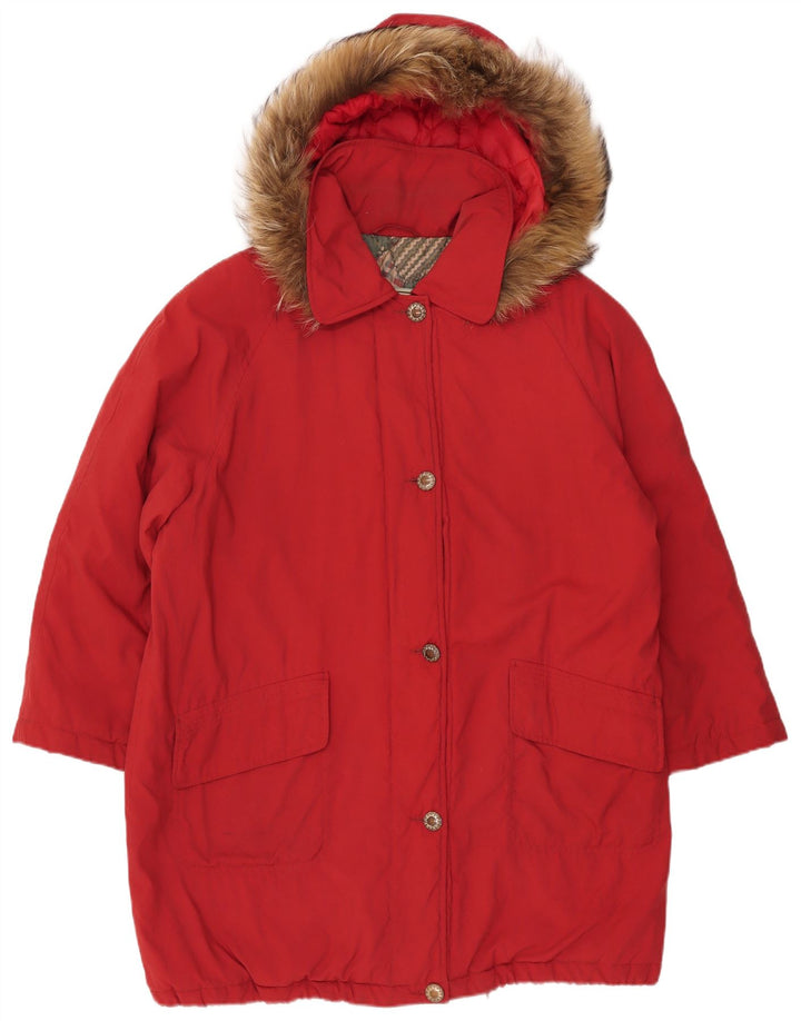 Vintage Womens Hooded Oversized Parka Jacket IT 44 Medium Red