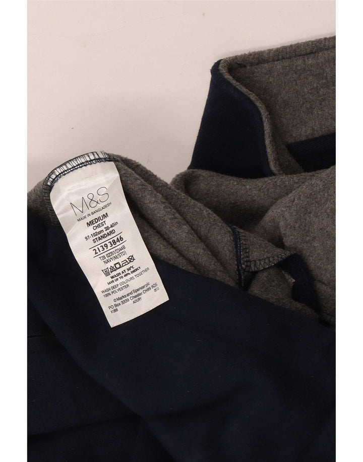 Marks & Spencer Mens Fleece Jacket UK 38 Medium Navy Blue Polyester