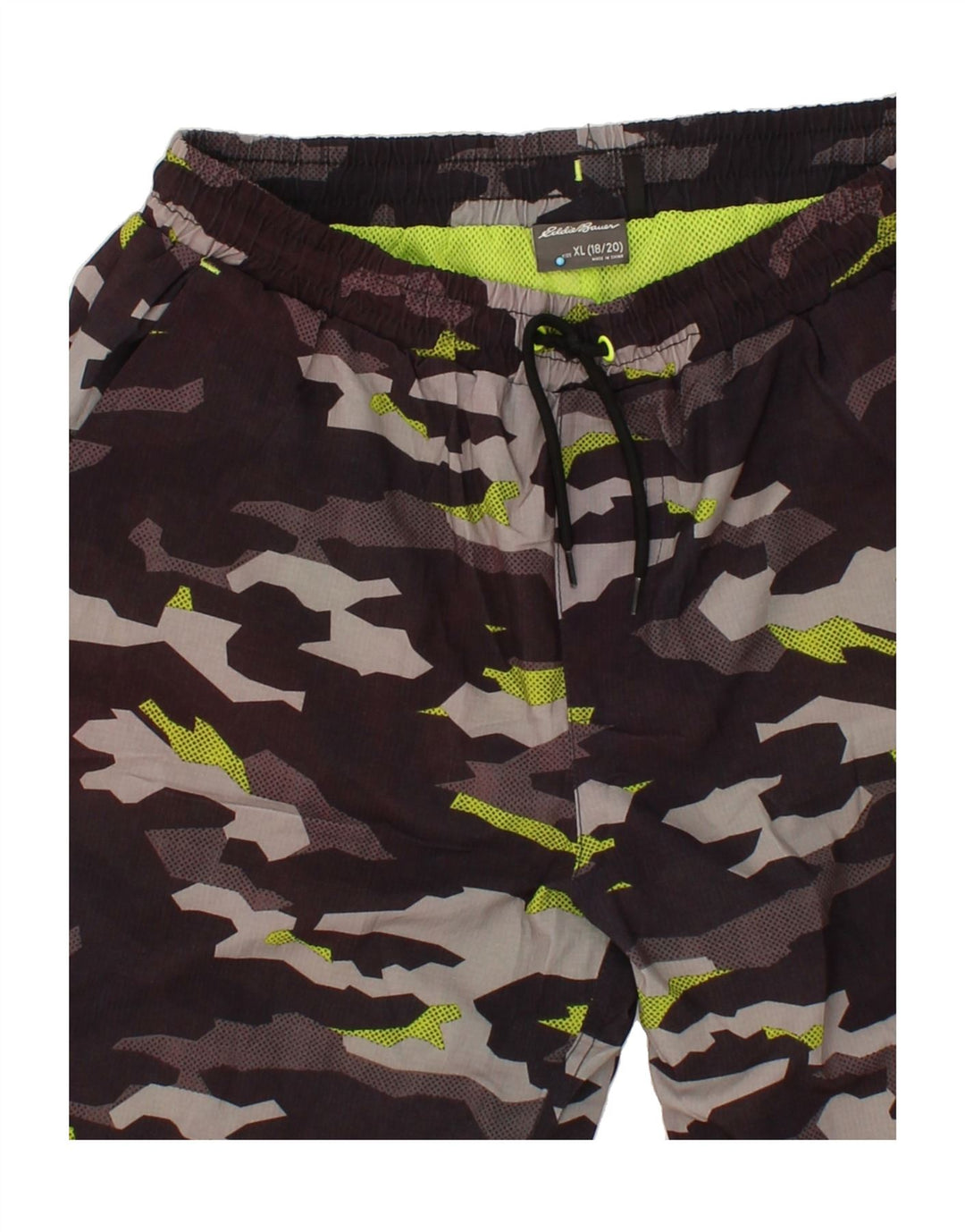 EDDIE BAUER Boys Sport Shorts 15-16 Years XL Grey Camouflage Polyester Vintage Eddie Bauer and Second-Hand Eddie Bauer from Messina Hembry 