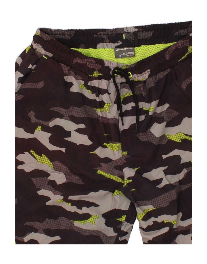EDDIE BAUER Boys Sport Shorts 15-16 Years XL Grey Camouflage Polyester Vintage Eddie Bauer and Second-Hand Eddie Bauer from Messina Hembry 