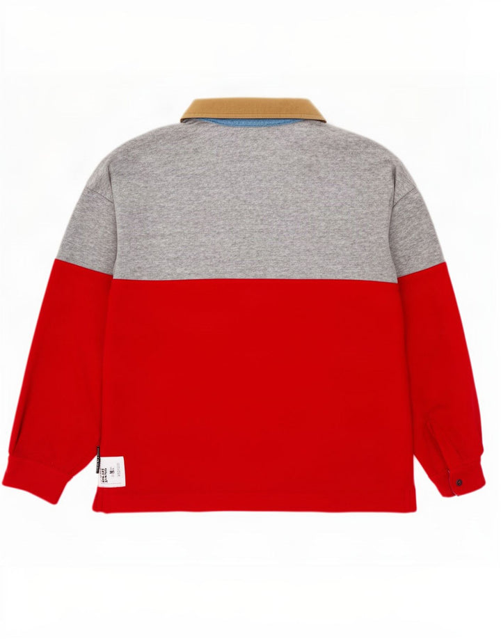 Think Pink Mens Polo Neck Fleece Jumper XL Red Colourblock Polyester