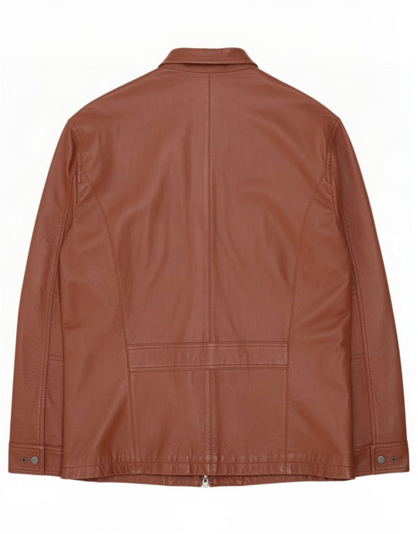 Geox Mens Leather Jacket UK 48 4XL Brown