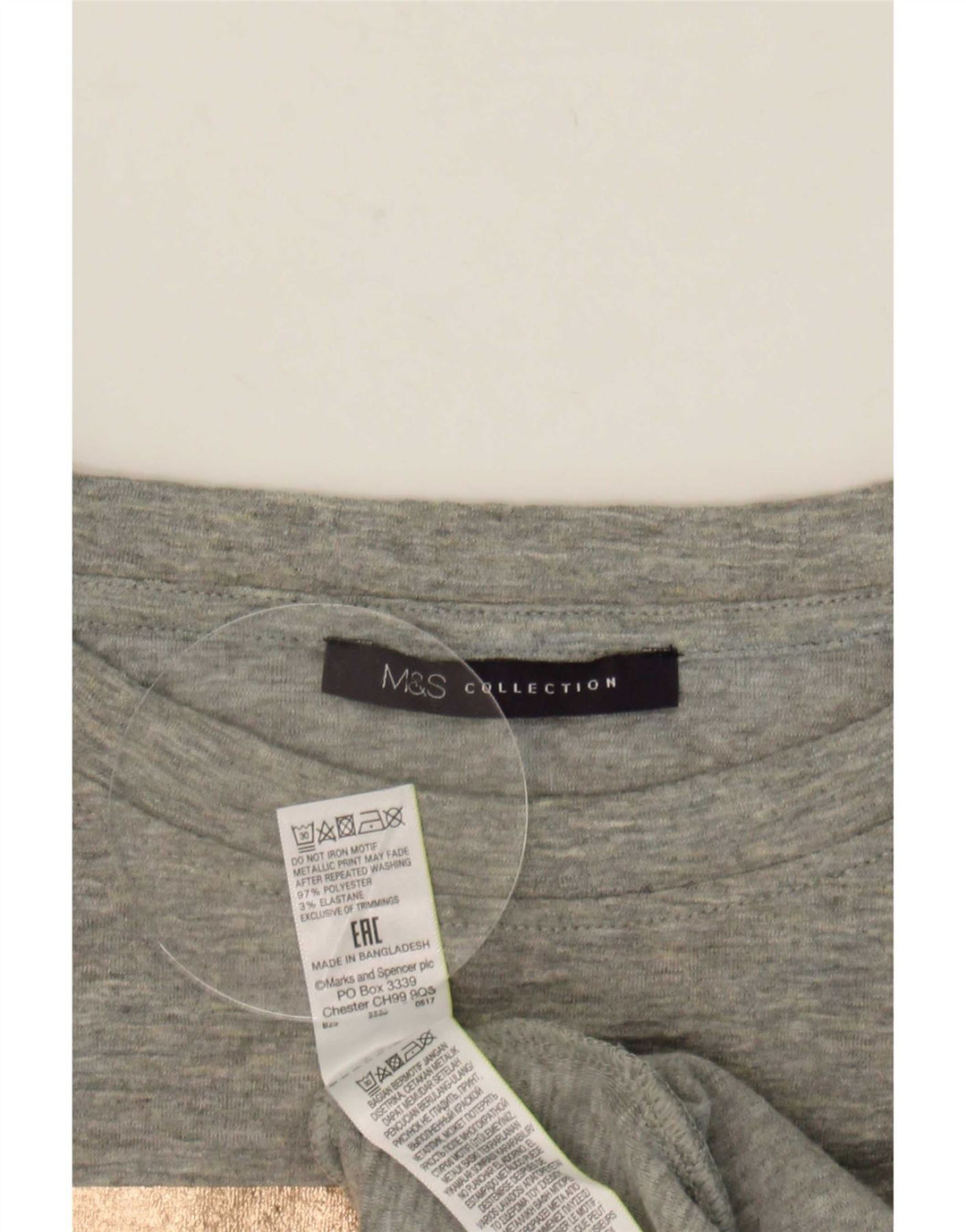 Marks & Spencer Womens Graphic Top Long Sleeve UK 16 Large Grey Colourblock
