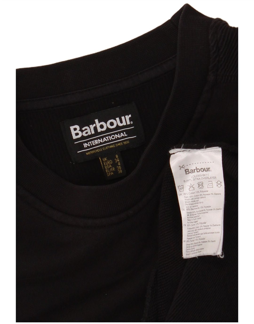 BARBOUR Womens Oversized Sweatshirt Jumper UK 8 Small Black Cotton