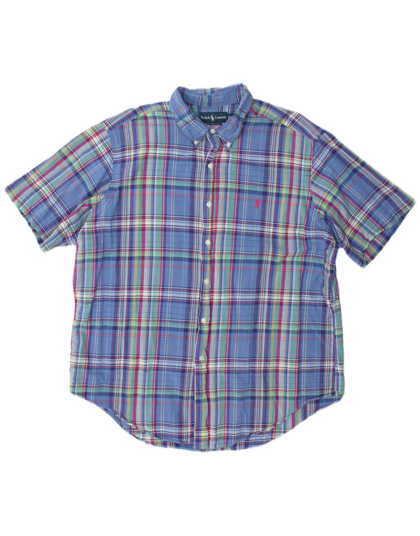 Ralph Lauren Mens Short Sleeve Classic Fit Shirt 2XL Blue Check