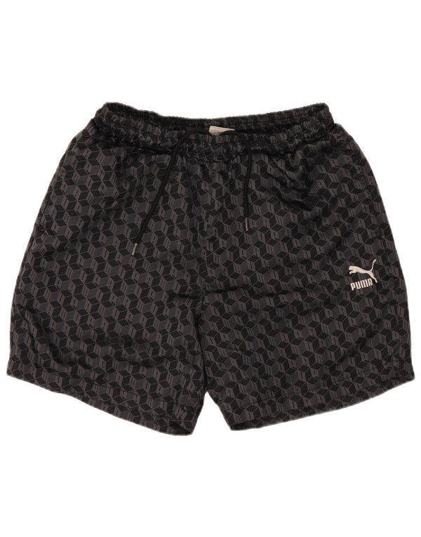 Puma Mens Swimming Shorts Small Black Geometric Polyester