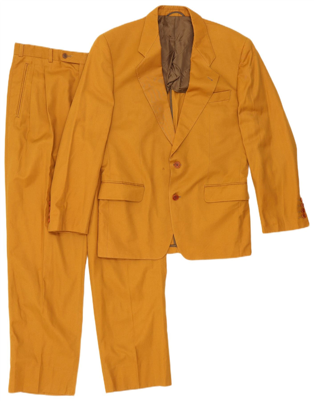 Vintage Mens 2 Button 2 Piece Suit IT 48 Medium W32 L32 Yellow Cotton