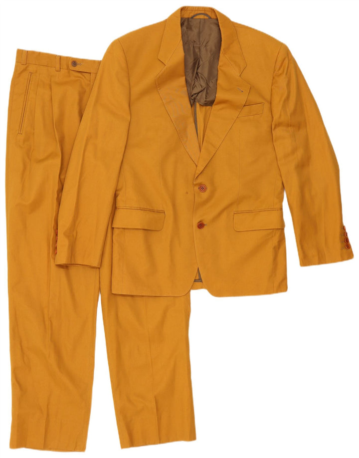 Vintage Mens 2 Button 2 Piece Suit IT 48 Medium W32 L32 Yellow Cotton