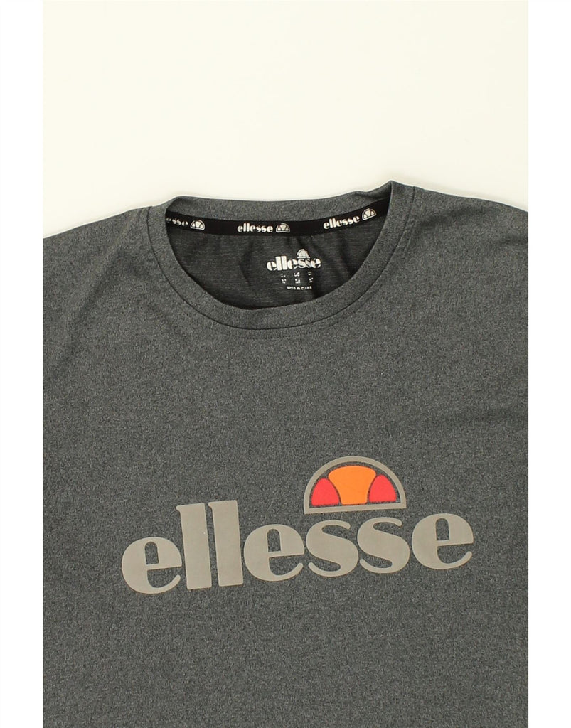 ELLESSE Mens Graphic T-Shirt Top Medium Grey Flecked Polyester | Vintage Ellesse | Thrift | Second-Hand Ellesse | Used Clothing | Messina Hembry 