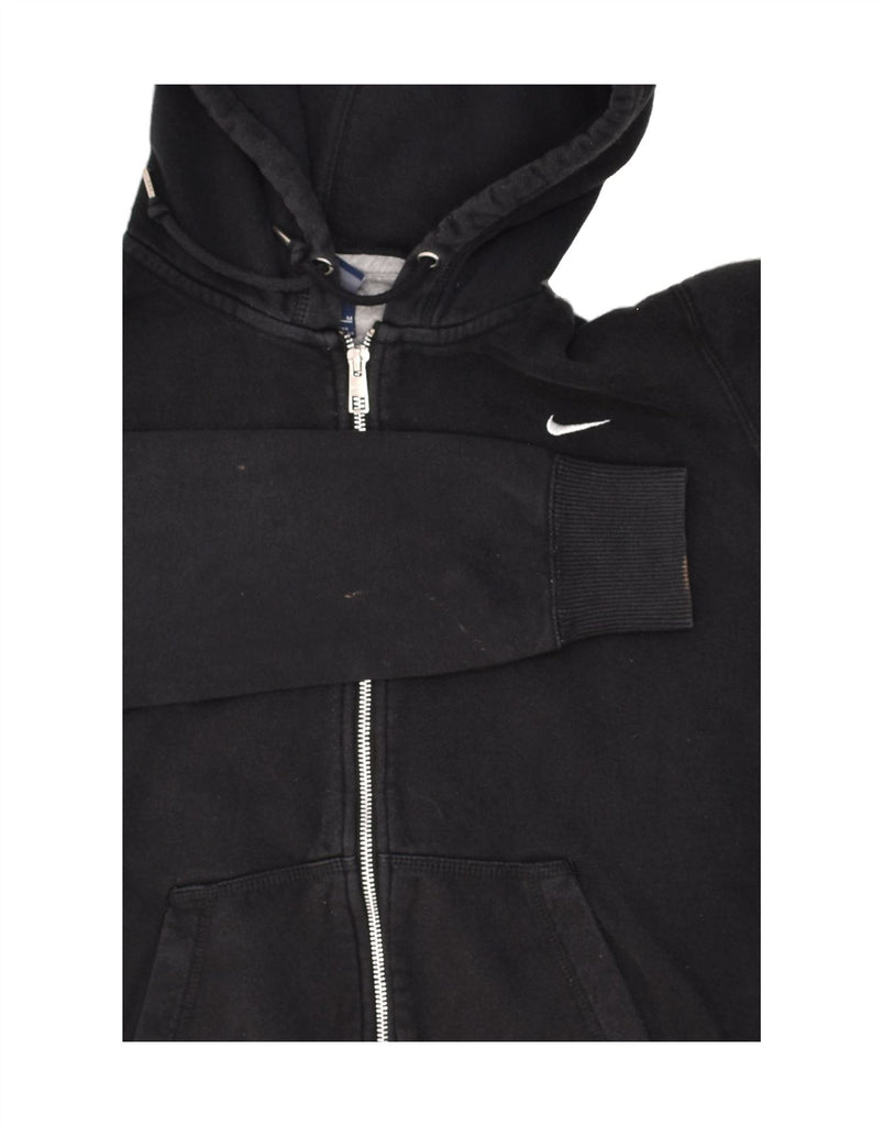 NIKE Womens Zip Hoodie Sweater UK 14 Medium Black Cotton | Vintage Nike | Thrift | Second-Hand Nike | Used Clothing | Messina Hembry 