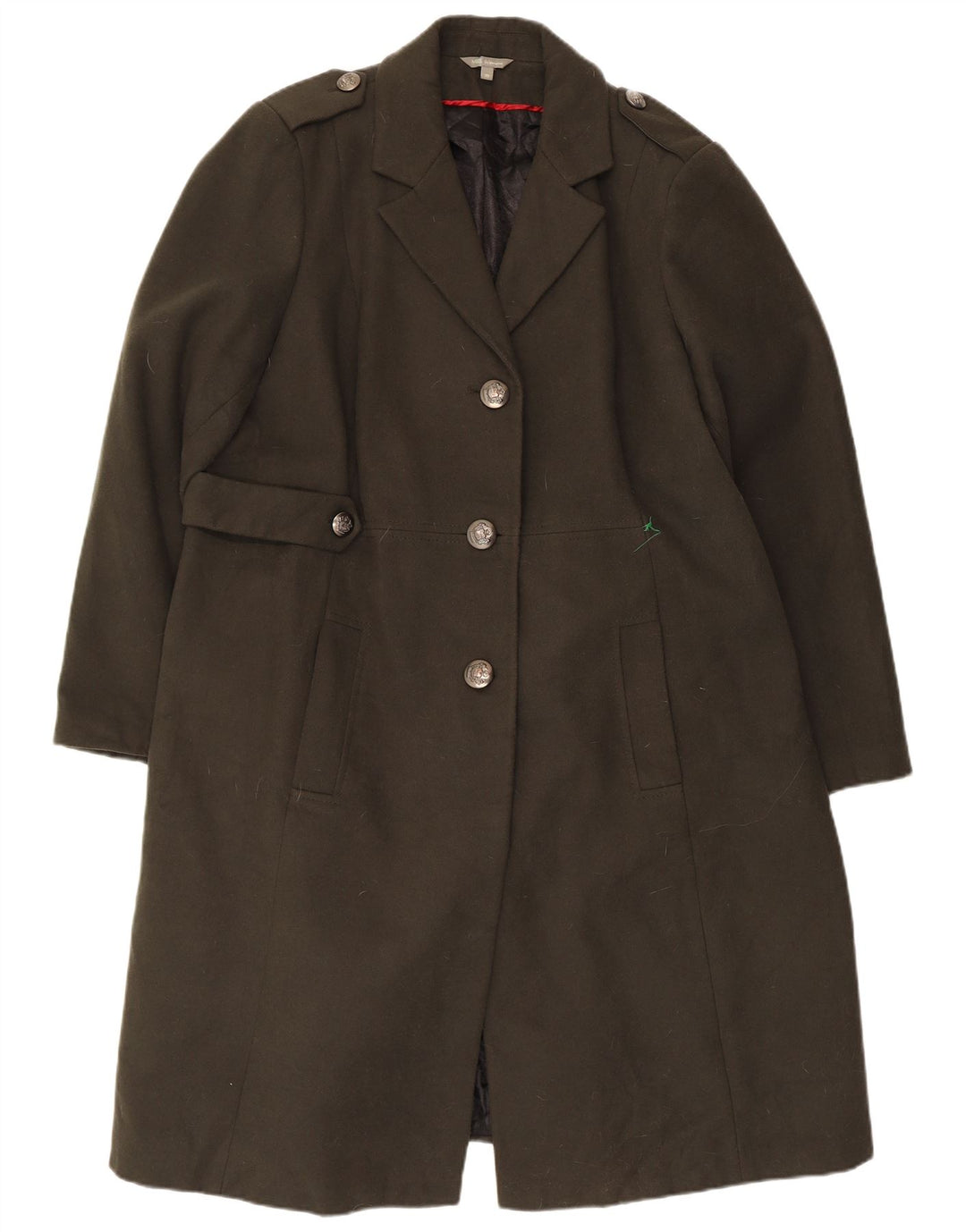 Marks & Spencer Womens Military Overcoat UK 22 3XL Khaki Polyester