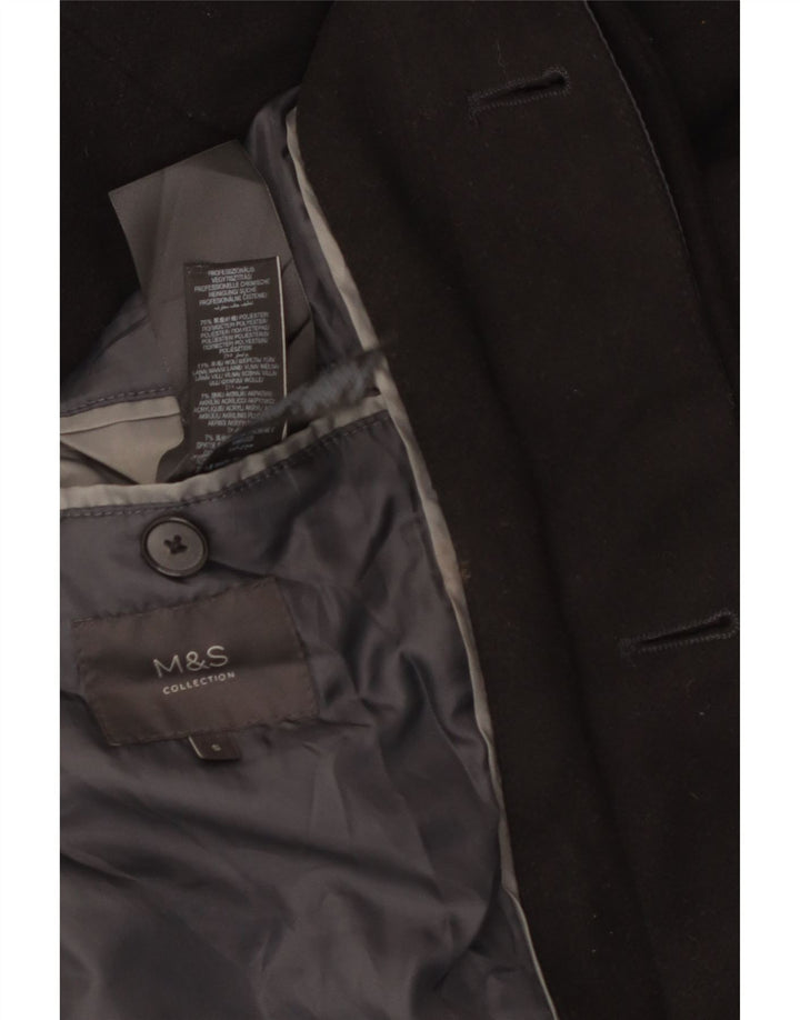 Marks & Spencer Mens Overcoat UK 36 Small Black Polyester
