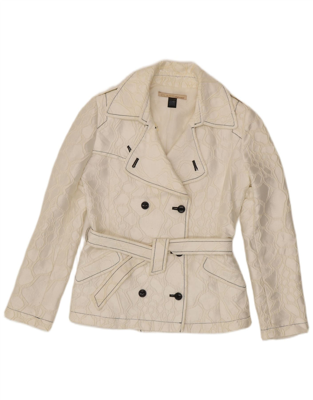 Roberto Cavalli Womens Blazer Jacket IT 42 Medium Off White Geometric