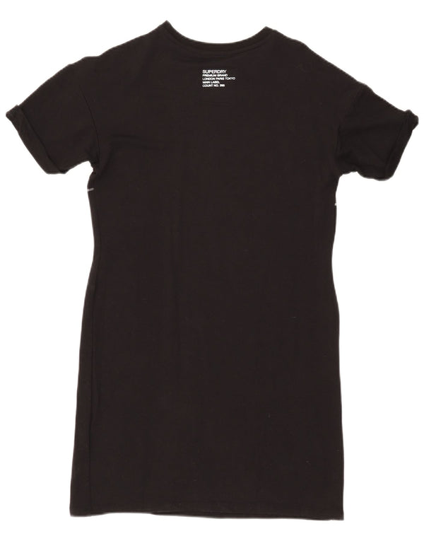 Superdry Womens Graphic T-Shirt Dress UK 8 Small Black Viscose