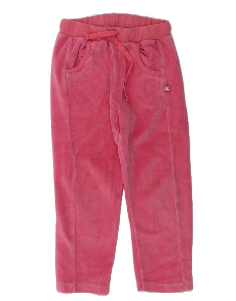 CHAMPION Girls Velour Tracksuit Trousers 2-3 Years XL  Pink Polyester | Vintage Champion | Thrift | Second-Hand Champion | Used Clothing | Messina Hembry 