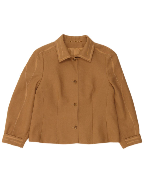 COJANA Womens 4 Button Blazer Jacket UK 16 Large Beige Wool