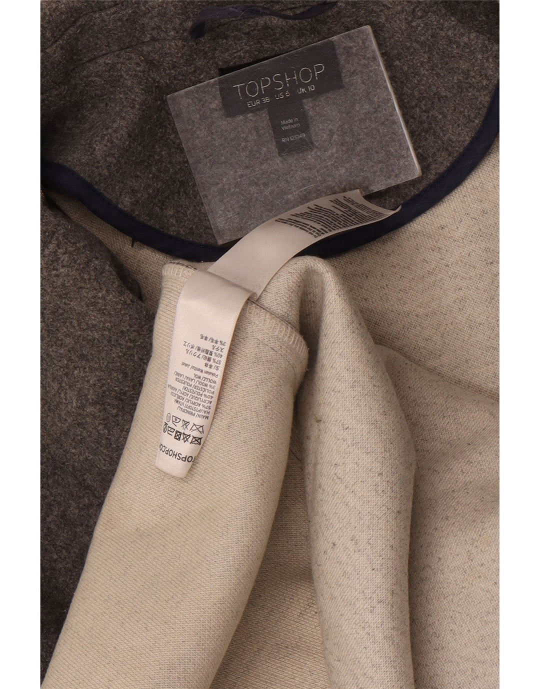 Topshop Womens Oversized Overcoat UK 10 Small Grey Flecked Acrylic