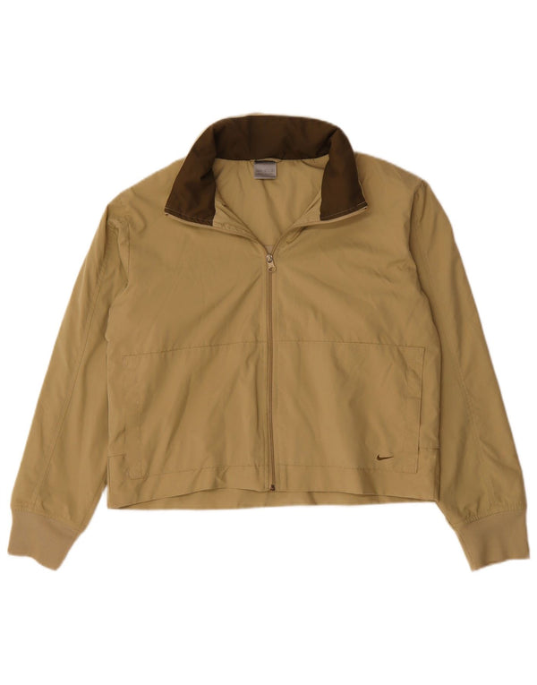 NIKE Womens Crop Hooded Tracksuit Top Jacket US 8/10 Medium Beige