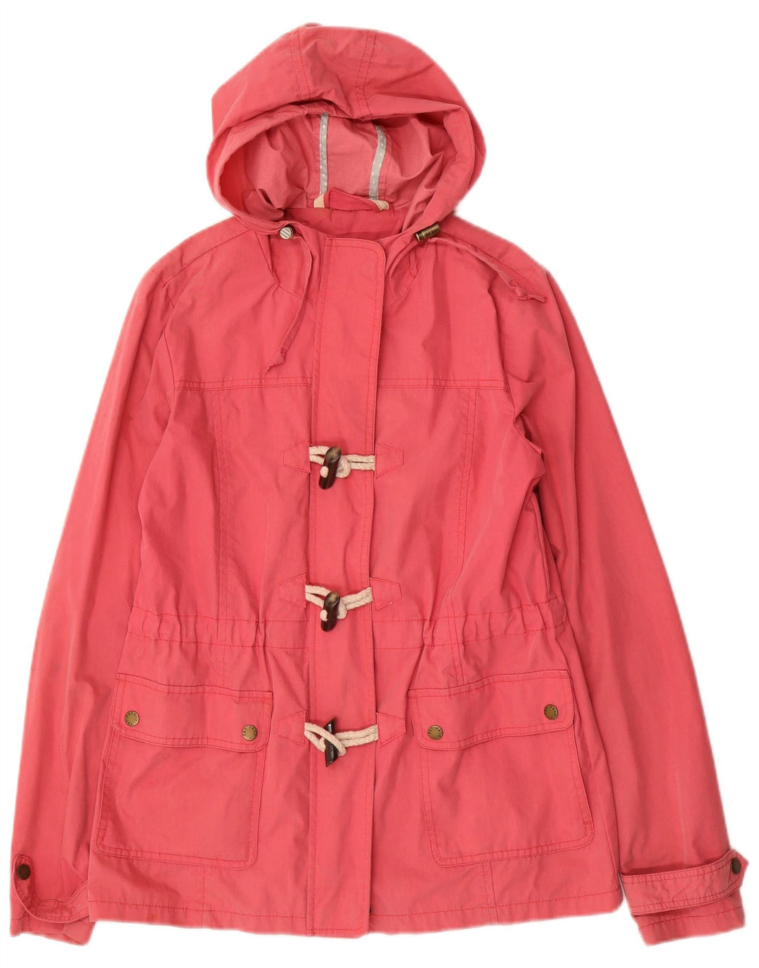 Fat Face Womens Hooded Duffle Jacket UK 10 Small Pink Cotton