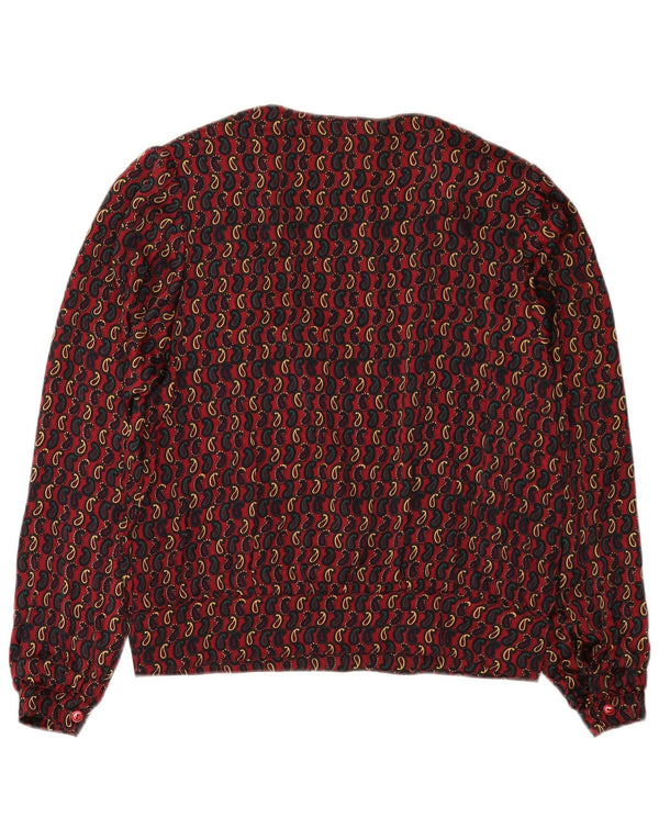 Vintage Womens Long Sleeve Blouse Top UK 16 Large Burgundy Paisley