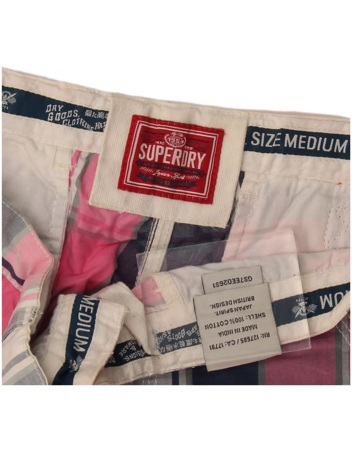 Superdry Womens Hot Pants Medium W30 Pink Plaid Cotton